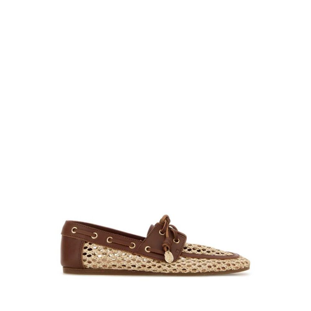 Ancient Greek Women Two-Tone Raffia And Leather Pliaria Loafers